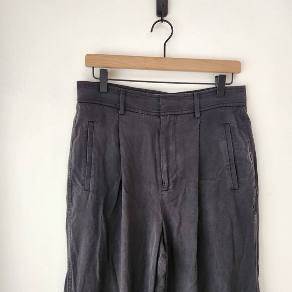 Everlane The Way High Drape Black Grey Wide Leg Trousers Pants Women's 8S - Picture 4 of 7
